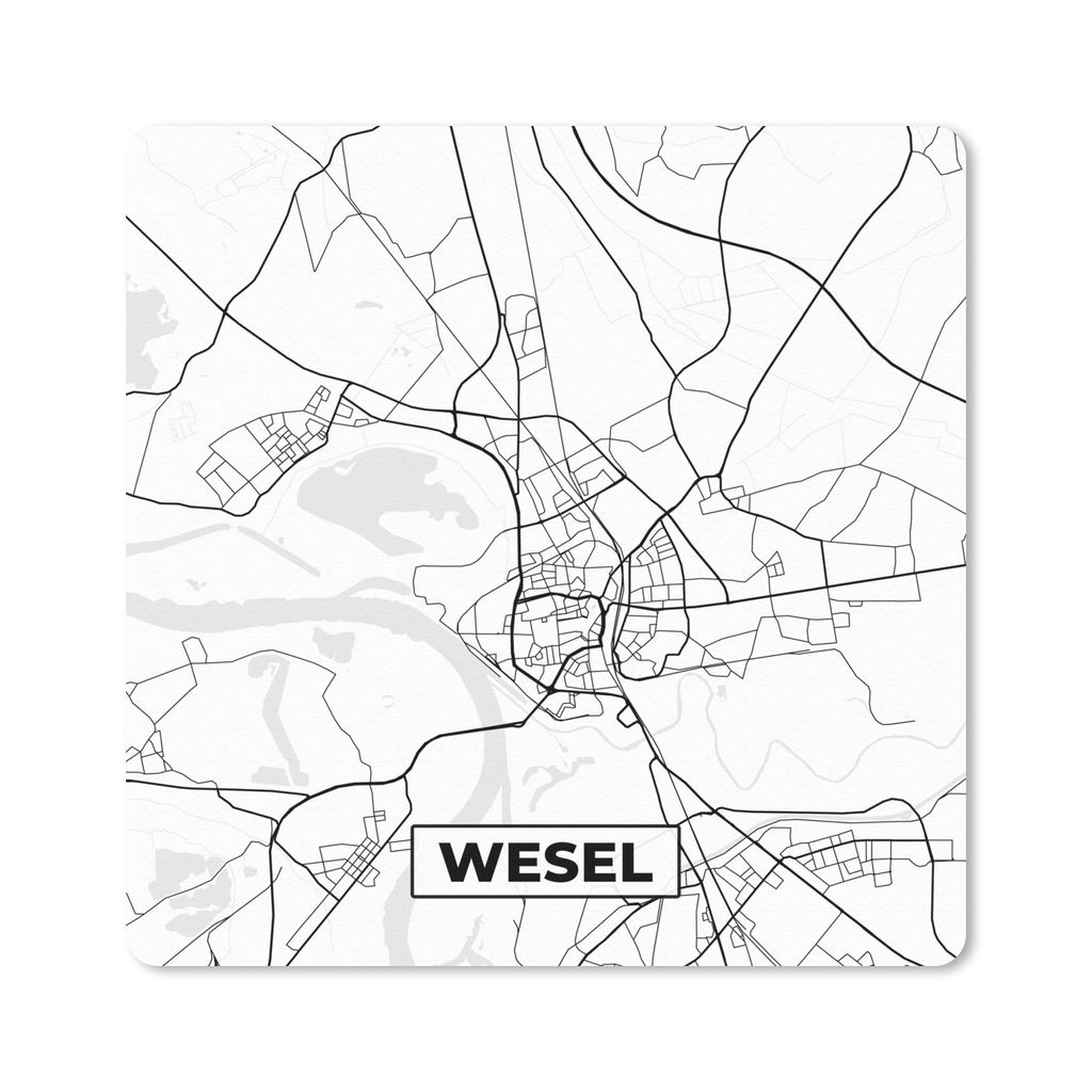 MuchoWow Mauspad Mousepad Stadtplan - Wesel - Karte 30x30 cm - Mousepads - Maus Mat - Pad - Mausunterlage - Gaming