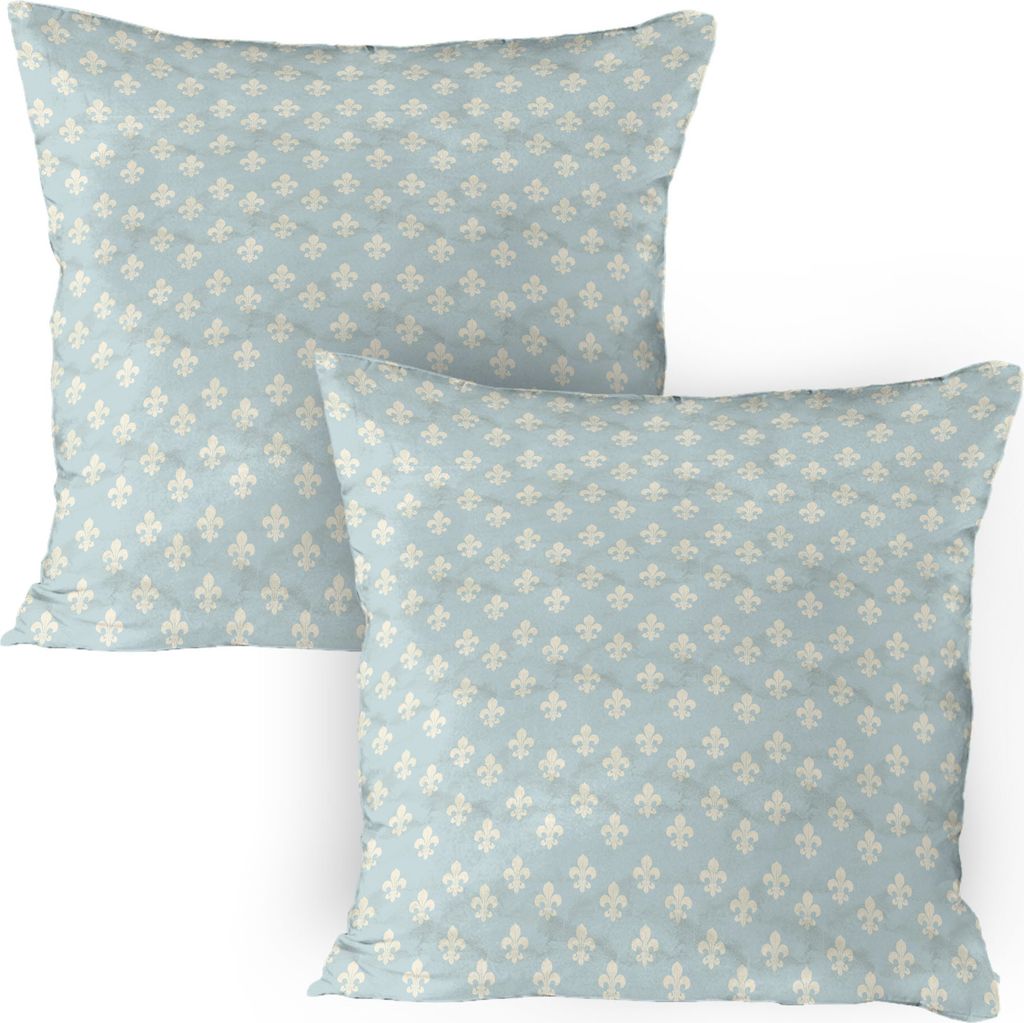 ABAKUHAUS Fleur De Lis Kissenbezug Packung mit 2, Feminine stilisierte Retro Victorian Nobility Rokoko-Motiv in sanften Tönen, Dekorativer Gedruck...