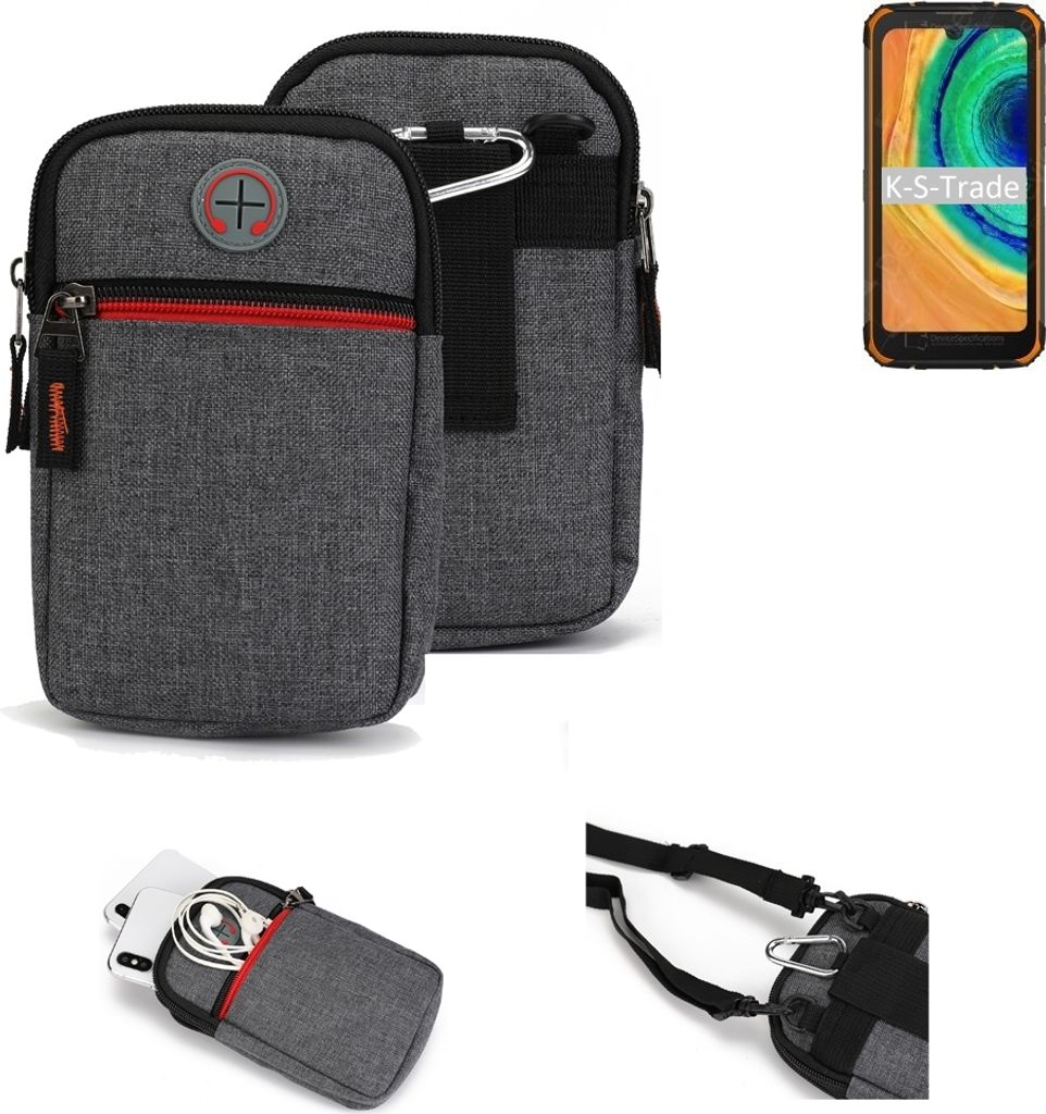 K-S-Trade Holster Gürteltasche kompatibel mit Doogee S59 Handy Tasche Schutz Hülle grau Zusatzfächer 1x