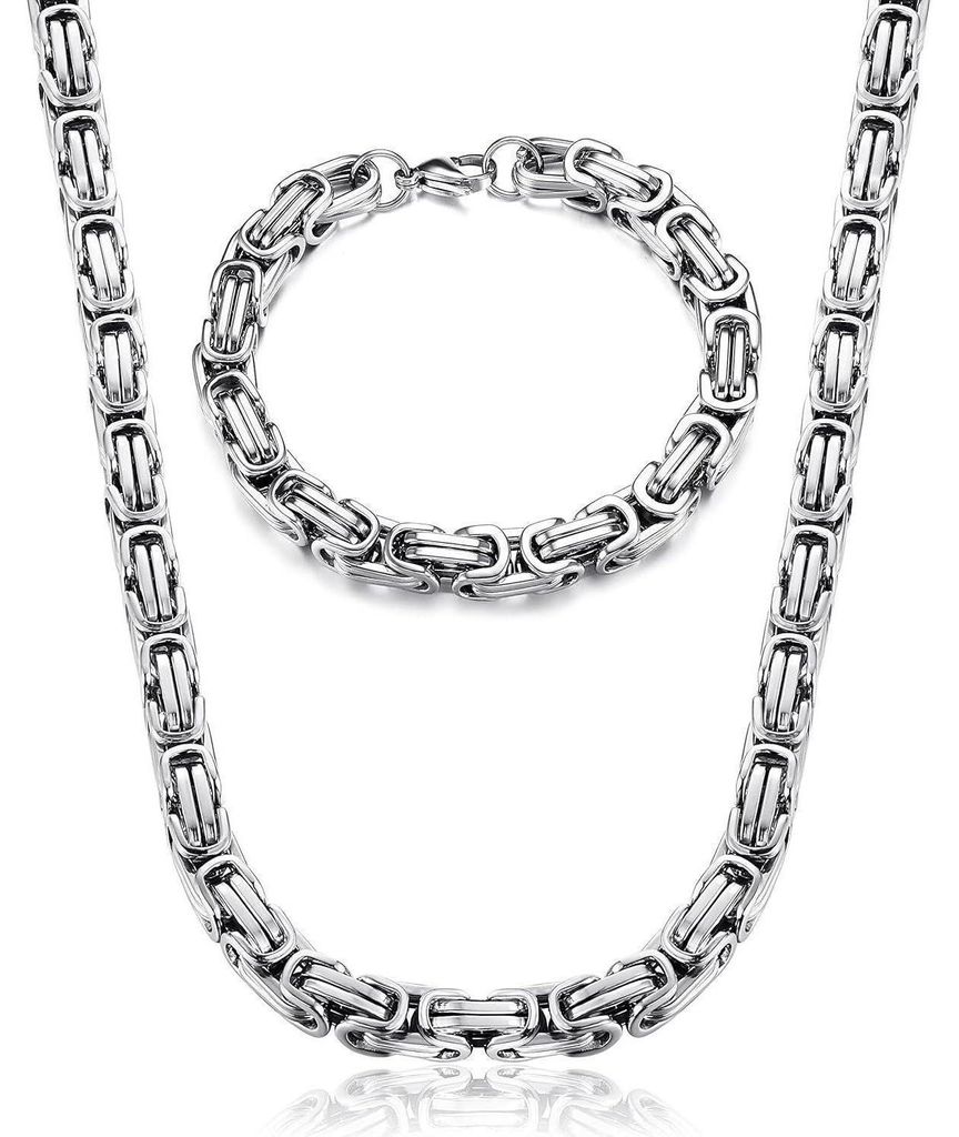 Ketten Set Herren Königskette Edelstahl Silber 6/8mm Produktbild 