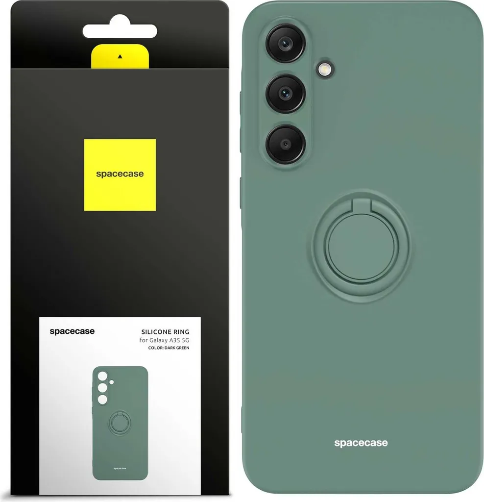 Cover Galaxy A35 5G SPACECASE Silicone Verde: Protezione e Anello