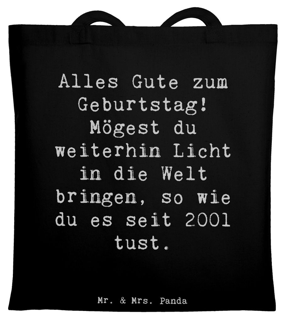 Mr. & Mrs. Panda Schultasche Spruch 2001 Geburtstag Licht - Schwarz - Geschenk, Jahrgang, Happy Birthday, Anerkennung schenken, Jutebeutel, canvas ...