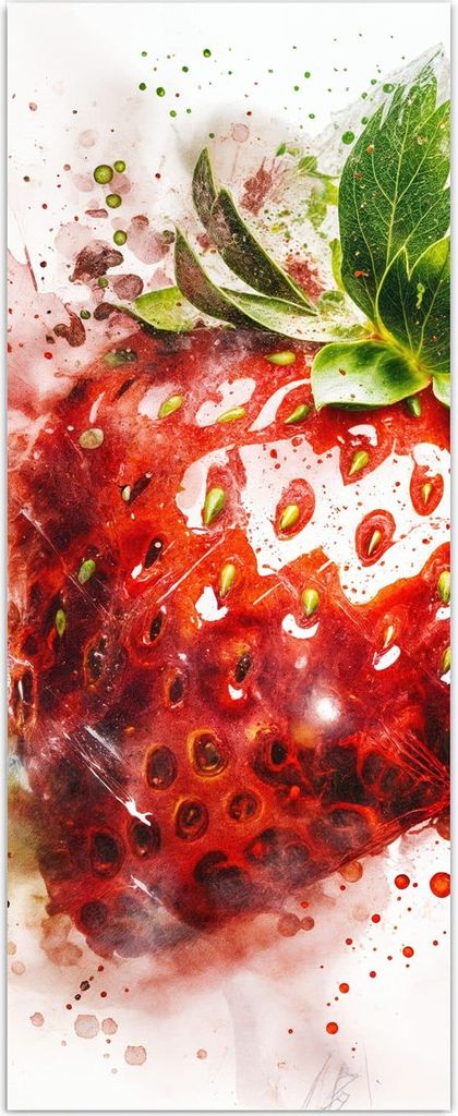 Glasbild 50x125cm in XXL für Wohnzimmer, Schlafzimmer Motiv Erdbeerkunstwerk