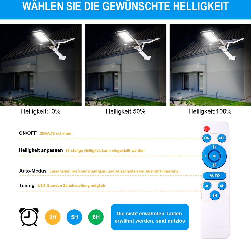 Solar Straßenlaterne 805 LED Solarleuchte 60000lm IP65 Produktbild 3