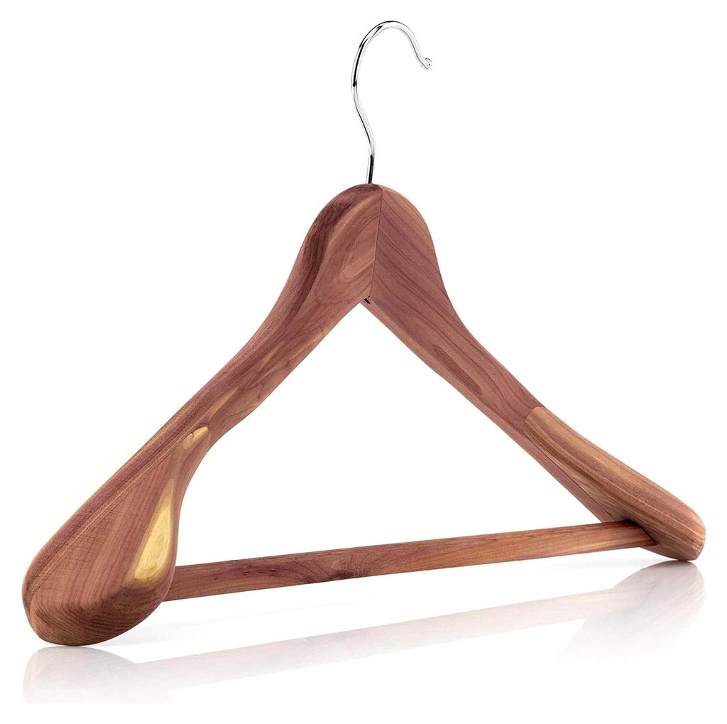 5 Zedernholz Kleiderbügel 45cm Extra Breite Schultern Produktbild 