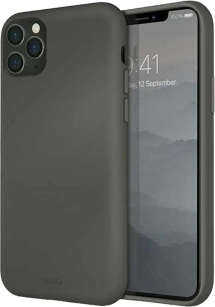 Custodia Protettiva iPhone 11 Pro Max Uniq Lino Hue Grigio Muschio