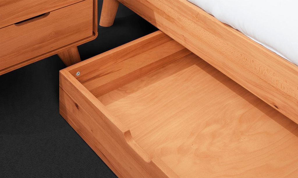 Futonbett JUDITH Kernbuche Massiv Geölt Bettkasten Jugendbett Schlafzimmer