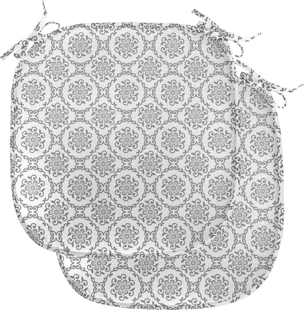 ABAKUHAUS Blumen Polster für Esszimmerstühle, Klassisches Blumenweinl, Dekoratives wasserfestes Kissen mit Riemen für Küchensitze, 40 cm x 40 c...