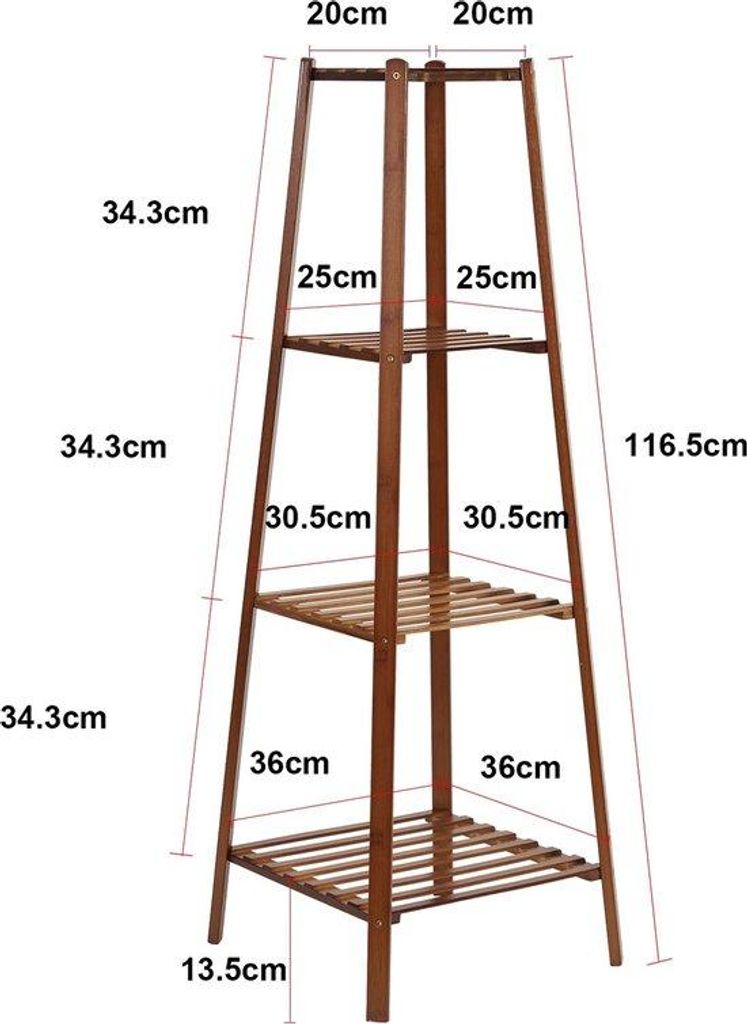Bambus-4-Tier-Blumenschalen-Planter-Natürlich für Innen- und Außenbereiche