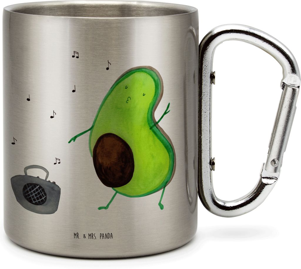 Mr. & Mrs. Panda Teetasse Avocado Tanzen - Transparent - Geschenk, Thermobecher Edelstahl, Singen, Feier, Trinkbecher, Teebecher, Edelstahlbecher, ...