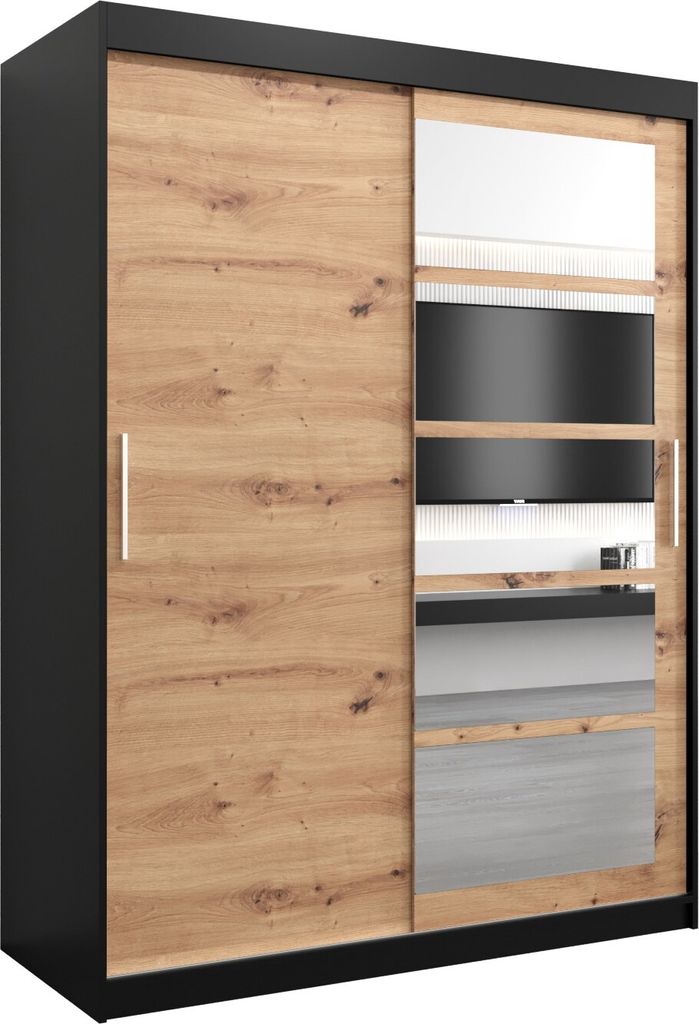 Kleiderschrank, Schiebetürenschrank Schlafzimmer, Schrank mit Spiegel ROMA 1 150 cm