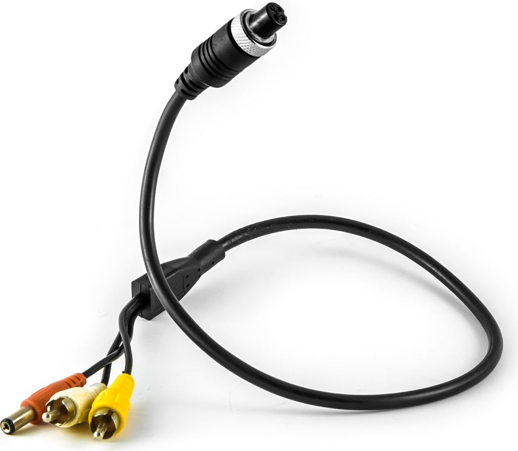 Carmedien 4 Pin Rückfahrkamera Adapterkabel Cinch Adapter (RCA, Video, Audio) 12V 24V Spannungsversorgung Anschlusskabel Niedervoltstecker