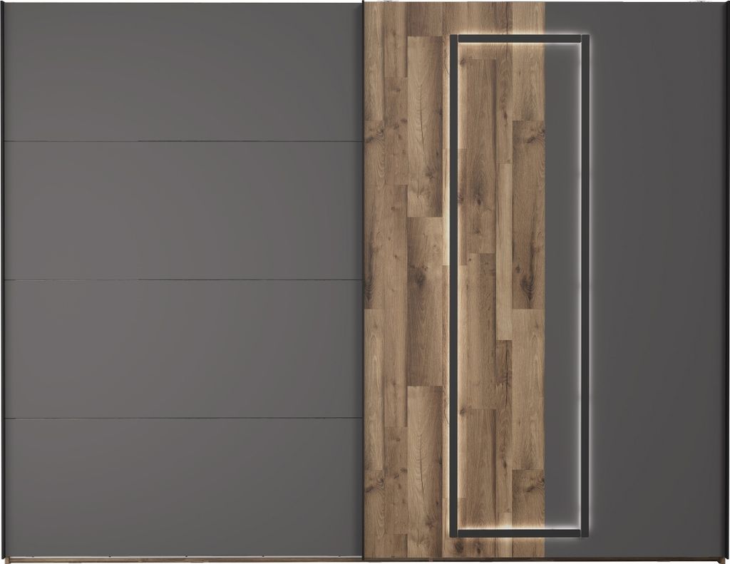Kleiderschrank >SIRIUS BLACK< in Stabeiche / Grau - 269,9x210,5x61,2cm (B/H/T)