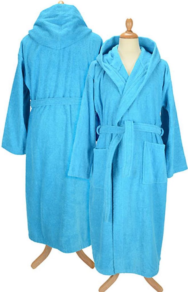 A&R 026.50 | Herren Bademantel mit Kapuze Bathrobe with Hood - Farbe: Aqua Blue - Größe: XXL