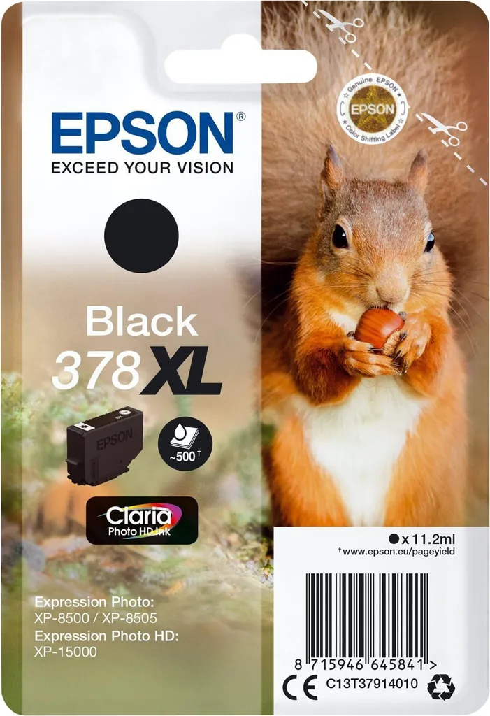 Epson 378XL Noir Cartouche Originale 11.2ml avec Alarme RF Haute Qualité