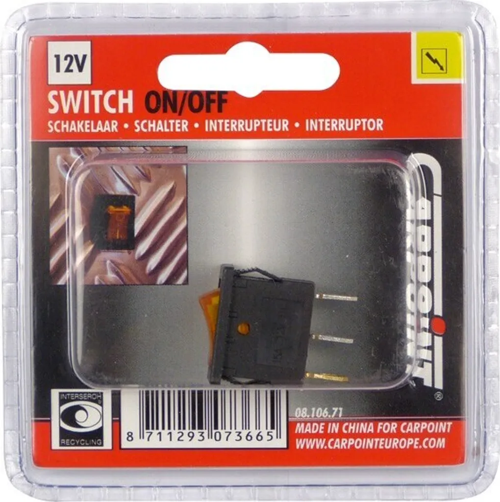 Interruttore LED Arancione 12V 15A 19x14mm - Ricambi Professionali Auto