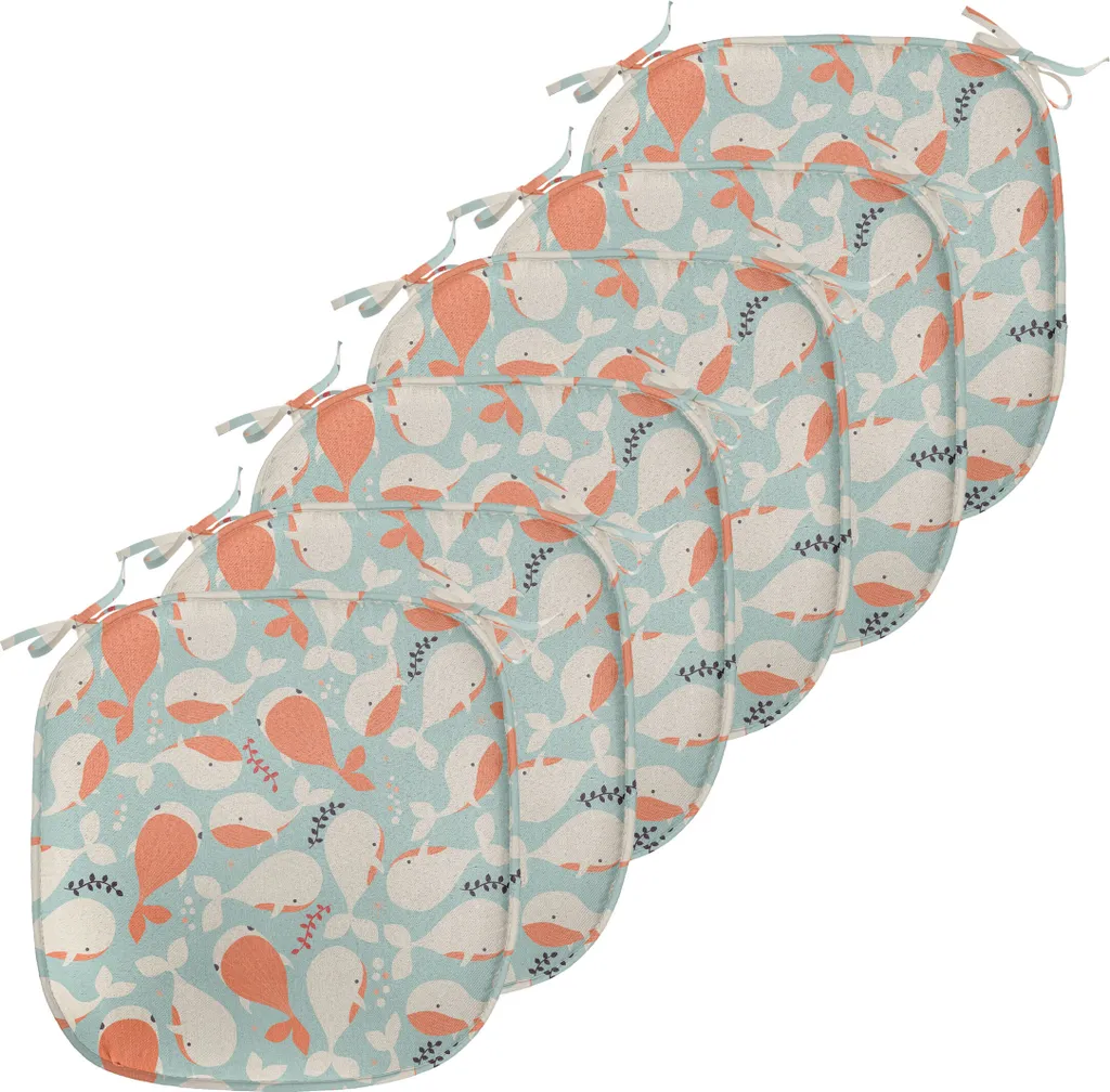 Galette de chaise imperméable 40x40 cm avec liens, Lot de 6 Coussins