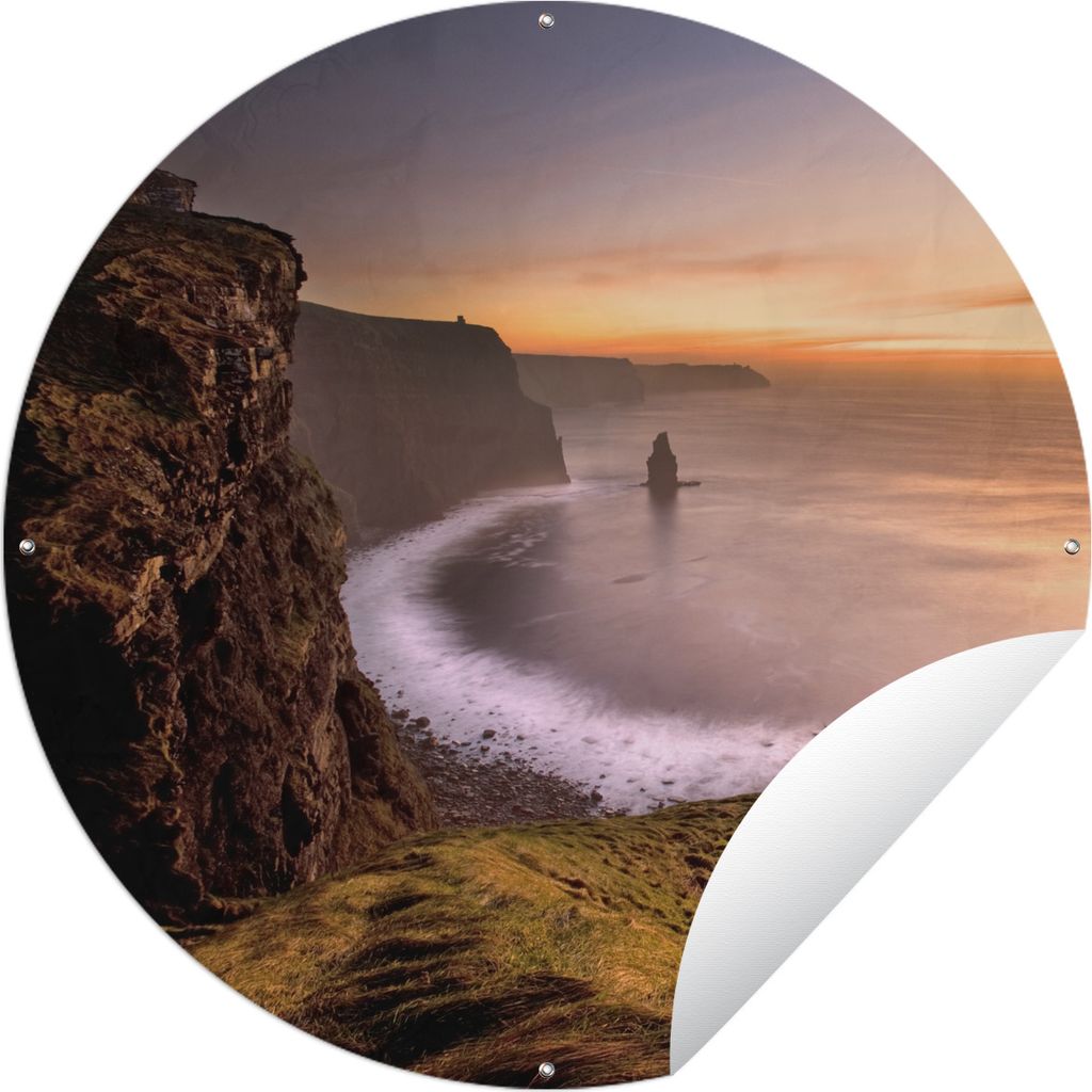 MuchoWow Gartenposter Outdoor-Poster Rund 8 km lange Cliffs of Moher in Irland Ø 120 cm Gartendeko Rundes Poster draußen