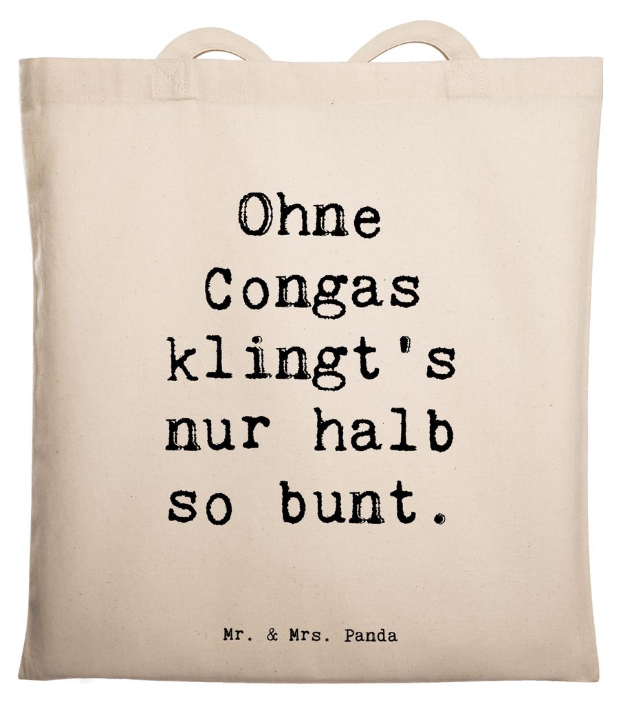 Mr. & Mrs. Panda Tote Bag Spruch Bunte Congas - Transparent - Geschenk, Uni Tasche, Instrument lernen, Musizieren, Trommeln, Baumwollbeutel, Jutebe...
