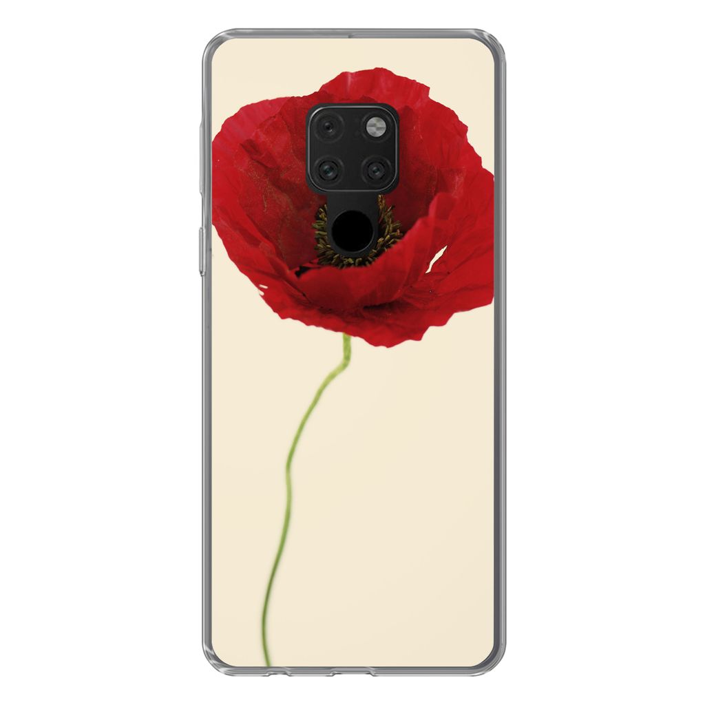 MuchoWow Handyhülle Schutzhülle Hülle für Huawei P40 Lite Nahaufnahme einer roten Mohnblume Silikon Softcase Handy Hülle - Handy