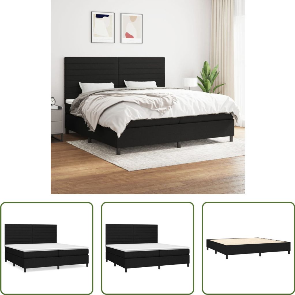 The Living Store Boxspringbett mit Matratze Schwarz 200x200 cm Stoff