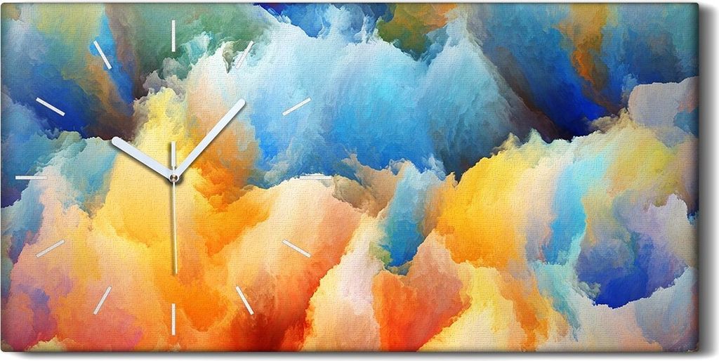 Wandbild Leinwand Bilder mit Uhr 60x30 Wand Kunst Fortschritt der Farben - weiße Hände