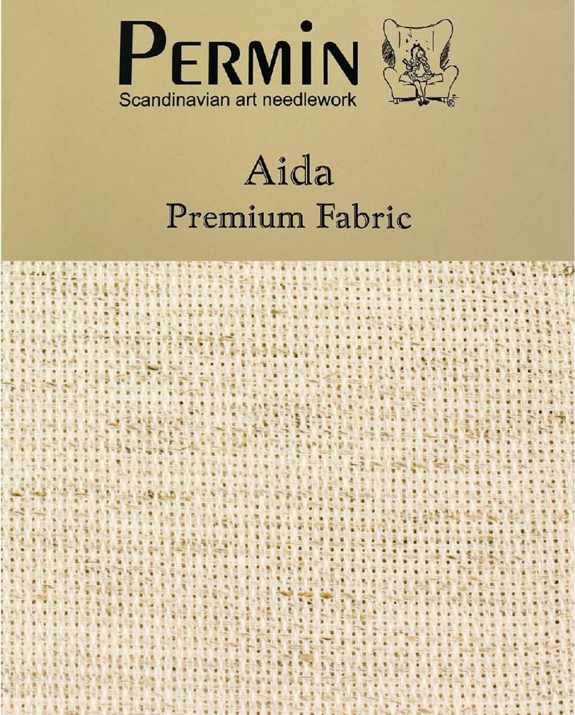 Permin Precut 16 ct. Aida 355 Farbe 50 Natur, Handarbeitsstoff für Kreuzstich 43x50 cm