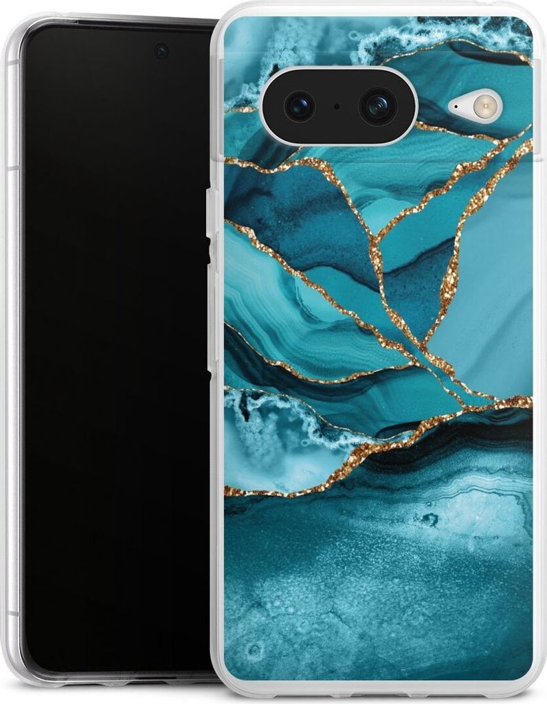 DeinDesign Handyhülle für Google Pixel 8 Silikon Hülle Case Smartphone Schutzhülle Edelstein Glitzer Look Marmor