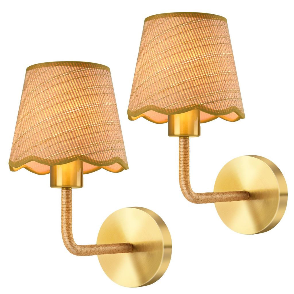2 Stück Wandleuchte Innen Boho Retro Wandlampe E27 Fassung Produktbild 