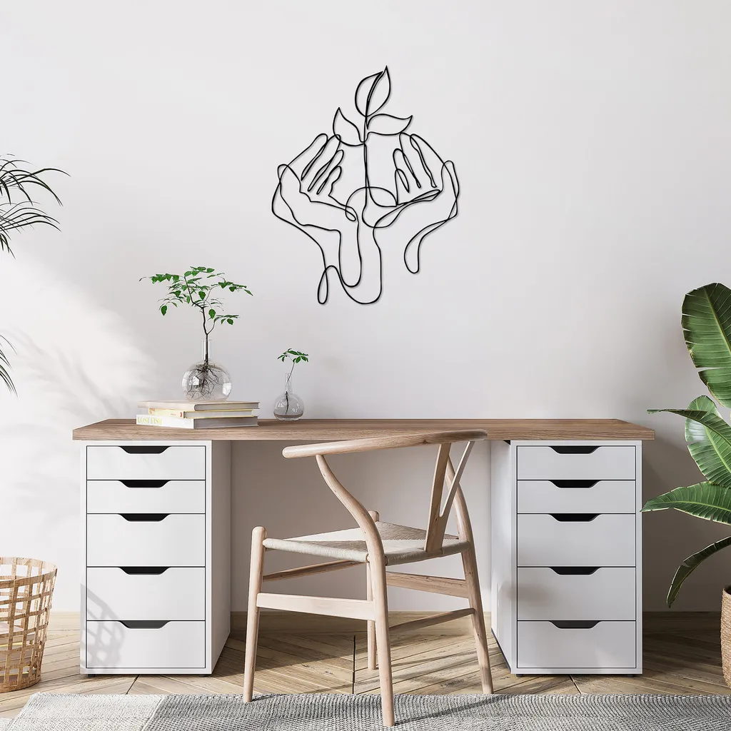 Décoration Murale Wallity Sprout SKL2435 Noir en Métal - 53 x 68 cm
