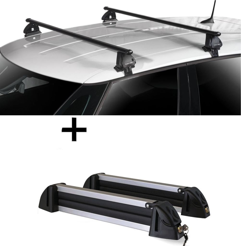 Skiträger Alu 4 Paar Ski + Dachträger VDP EVO Stahl kompatibel mit für Peugeot 306 5 Türer 1994-2002