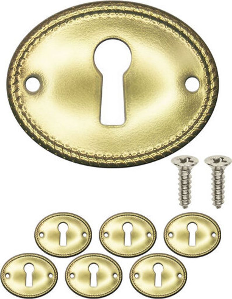 'FUXXER - 6x Antike Schlüssel-Schilder, Schloss-Rosetten, Schloss-Beschläge, Abdeckung für Schlösser'