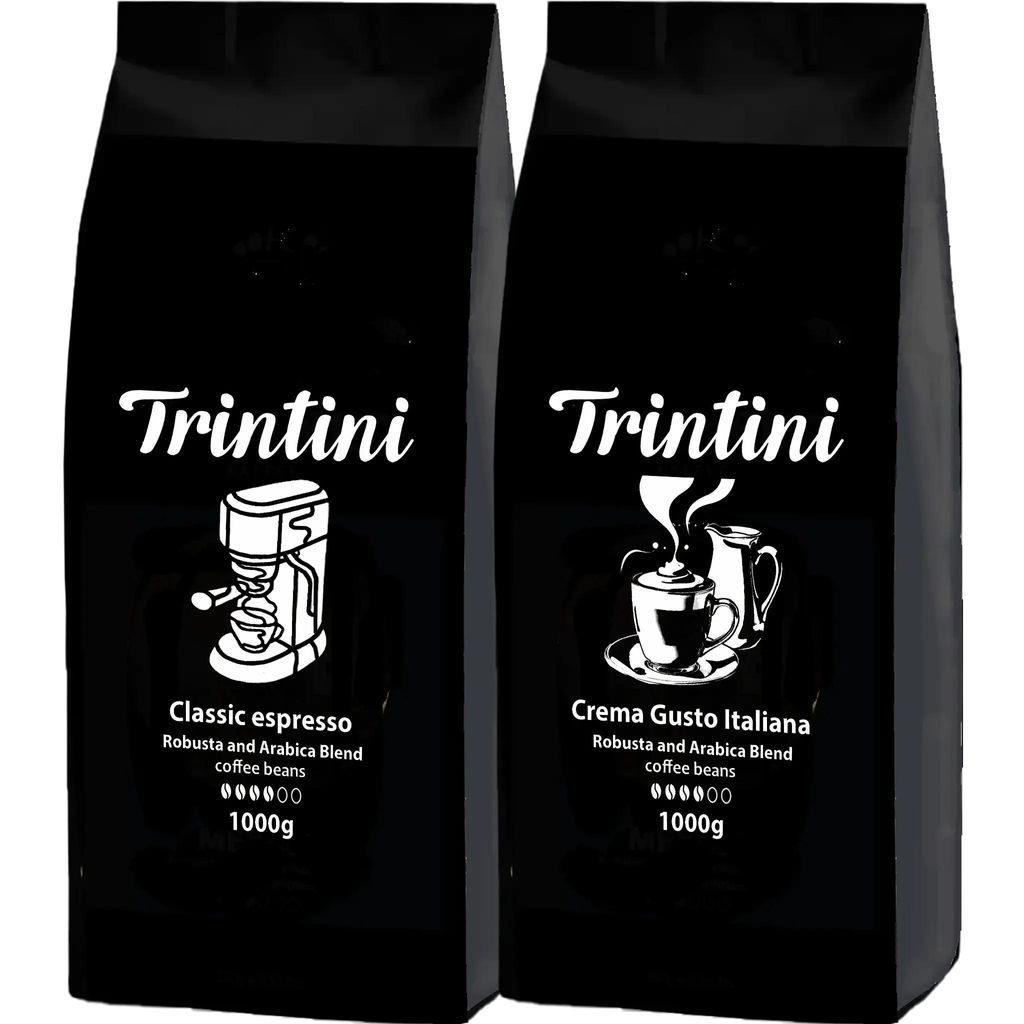 Trintini Set Espresso und Crema Gusto Italiana Kaffeebohne Produktbild 