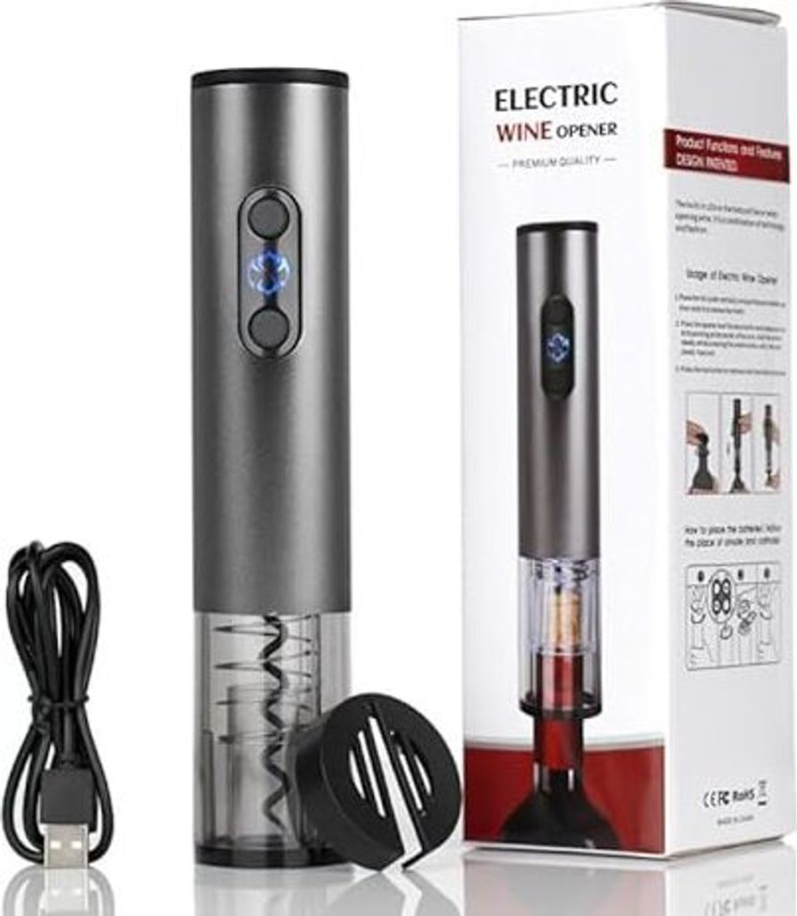 Elektrischer Flaschenöffner, automatischer Korkenzieher, Schnurweinöffner -Folienschneider, wiederaufladbare Edelstahl -Korkenzieher Küche, Zuha...