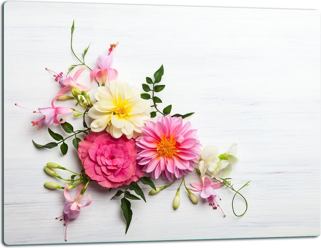 Glasschneidebrett Herdabdeckplatte Glaskeramikkochfeld Universal 52x40 cm Blume