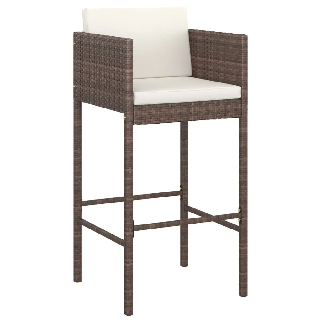 Tabouret de bar résistant et confortable en poly rotin marron - Set de 4