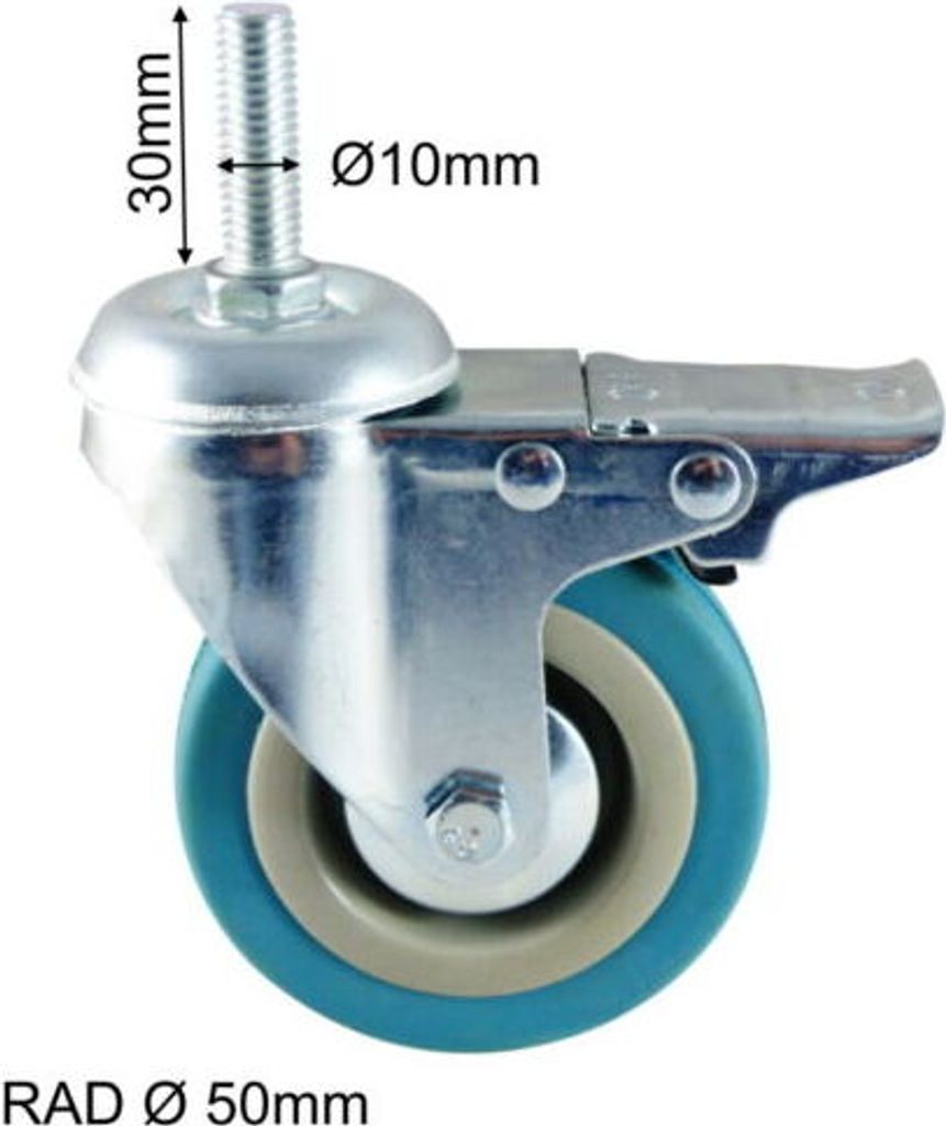 Lenkrolle 50 mm Apparaterolle Vollgummi Stopp Bremse Produktbild 