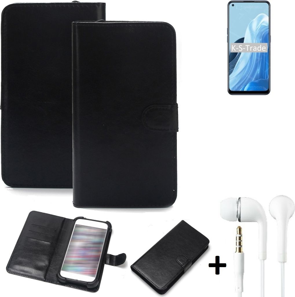 K-S-Trade Wallet Case Handyhülle kompatibel mit Oppo Find X5 Lite Schutzhülle Flip cover Flipstyle Tasche Hülle Flipcover Slim Bumper schwarz + in