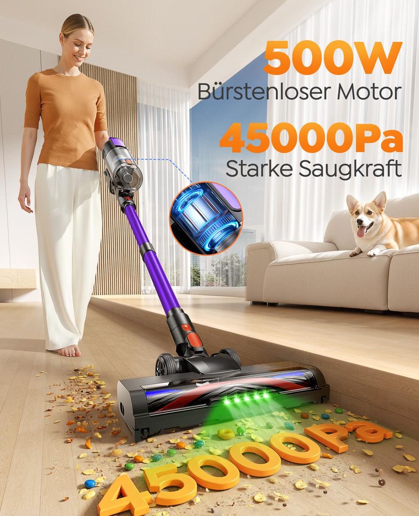 BUTURE VC100 Akku-Staubsauger kabellos 500W 48000Pa Produktbild 