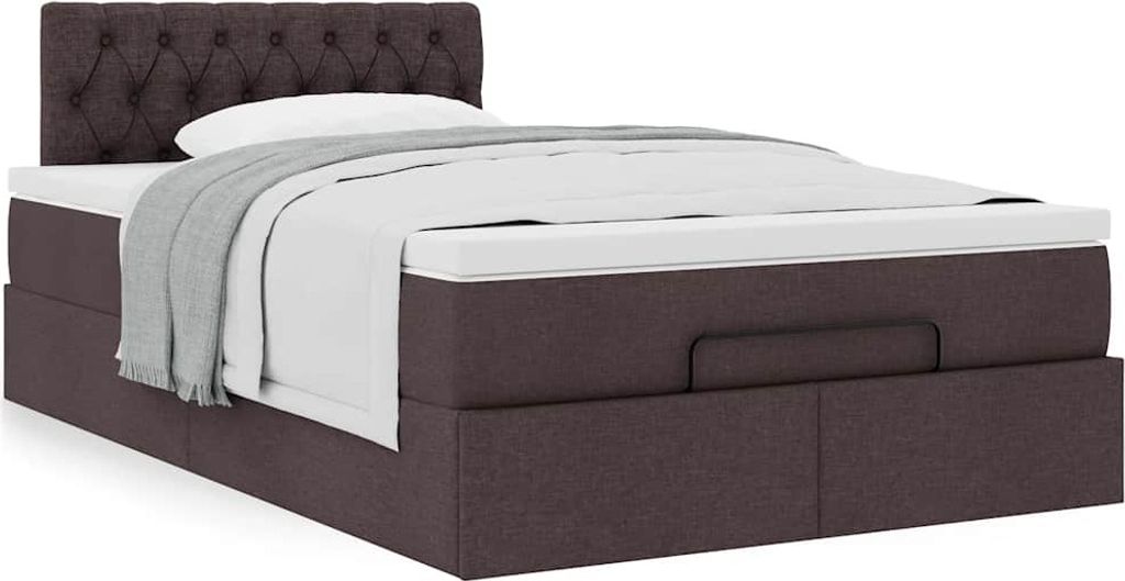 Design Ottoman-Bett mit Matratze Dunkelbraun 120x200 cm Stoff, Klassische Betten Neu