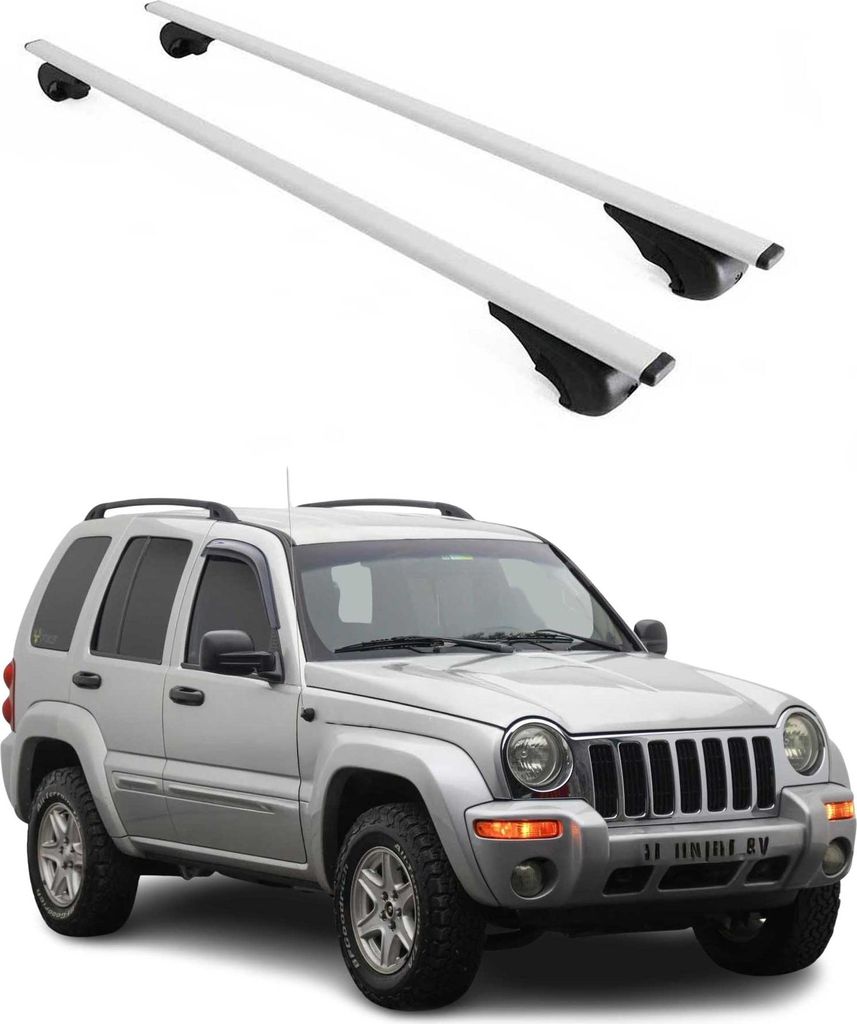 Dachträger Grundtäger für Jeep Cherokee KJ 2002-2007 75kg Metall Silber 2 tlg