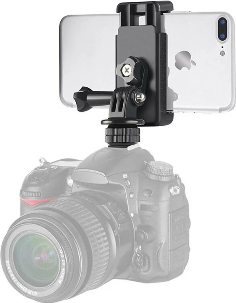 Adattatore Smartphone e Fotocamera Sportiva - Supporto Nero 1/4"