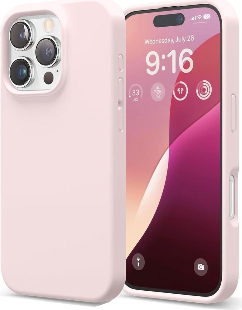 Conie TPU Schutzhülle für iPhone 16 Pro Max Tasche Case Cover Bumper Silikon Mikrofaser Inlay Hülle in Rosa matt