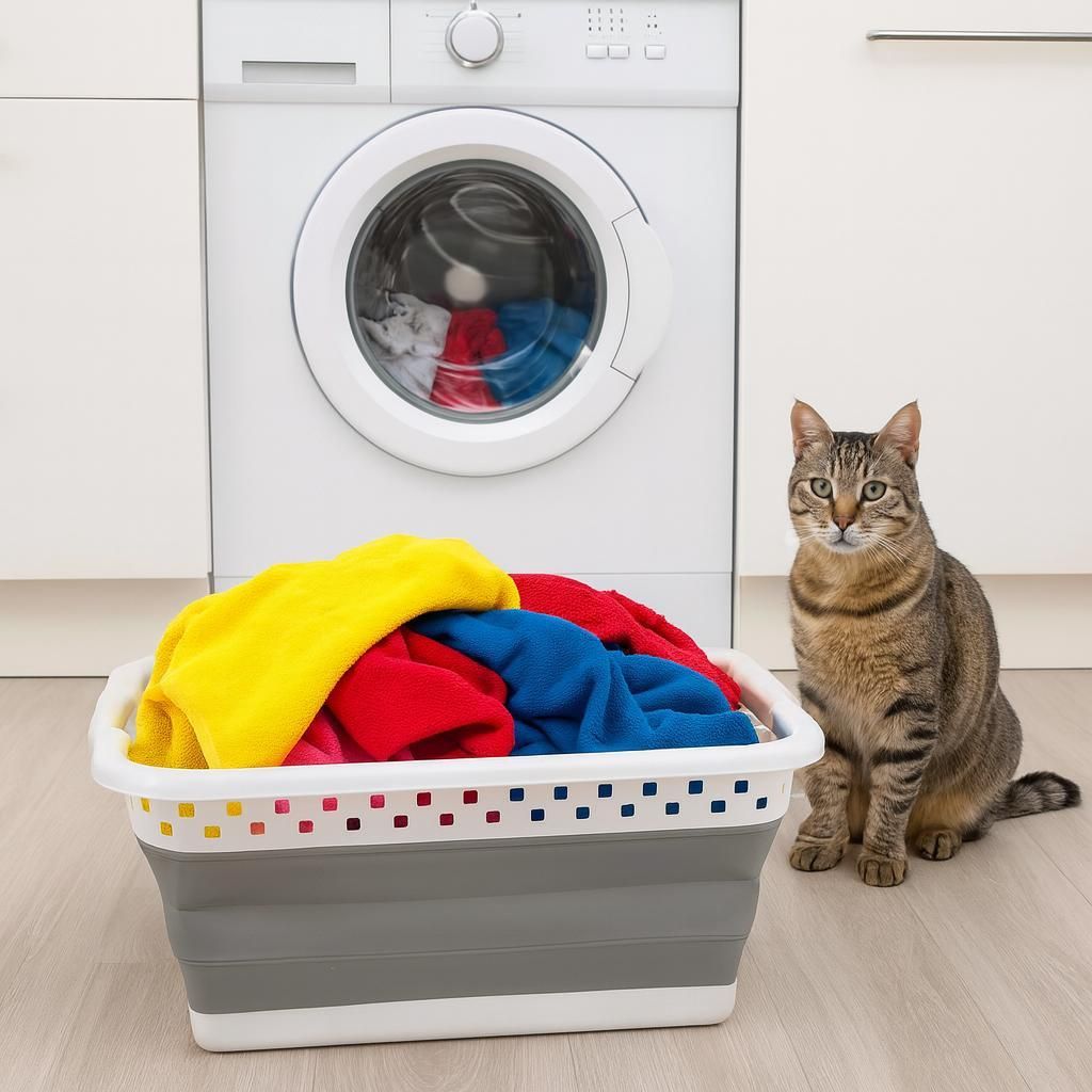 Harbour Housewares Faltbarer Wäschekorb - 42L - Weiß/Grau