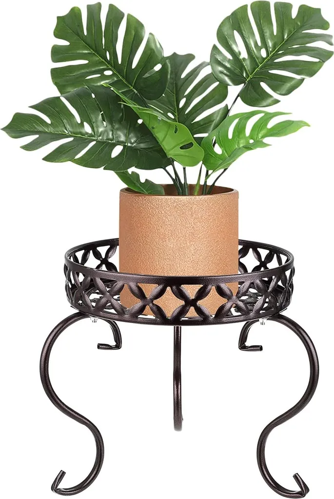 Support à plantes d'angle pour terrasse et balcon - Métal Marron 70cm