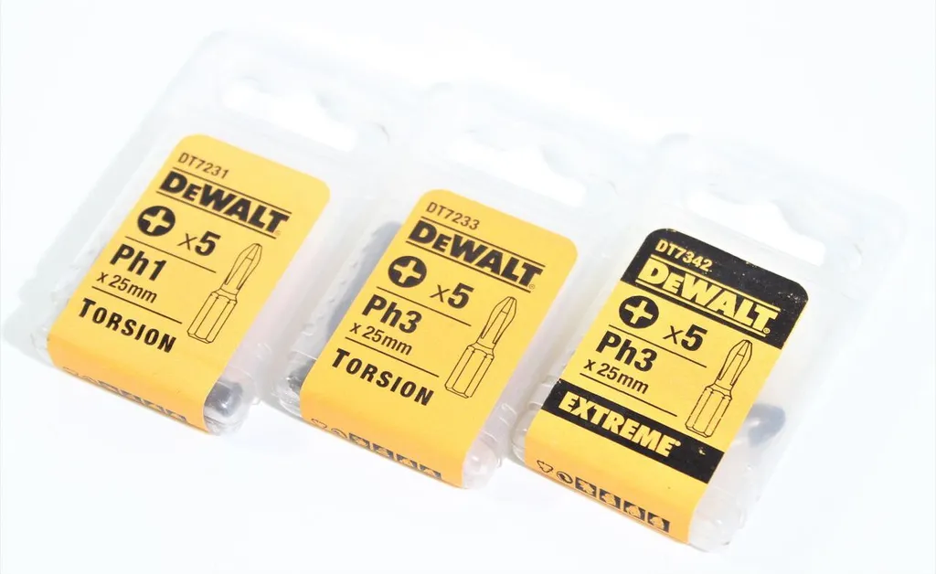 DEWALT Set di bit di torsione 3 pezzi Ph1+Ph3 Bit di avvitamento Viti di torsione a impatto