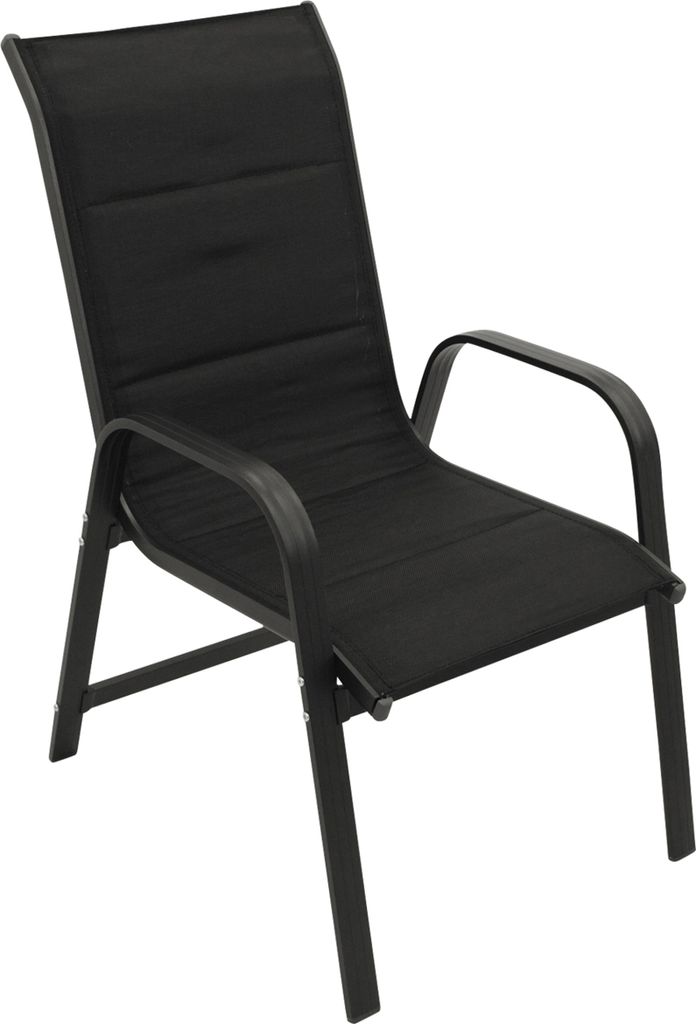 TPFGarden STAPELSESSEL Hochlehner Ashford - 2er-Set Gartenstuhl mit Gestell aus Aluminium dunkelgrau, Bespannung Textilgewebe schwarz mit eingearbe...