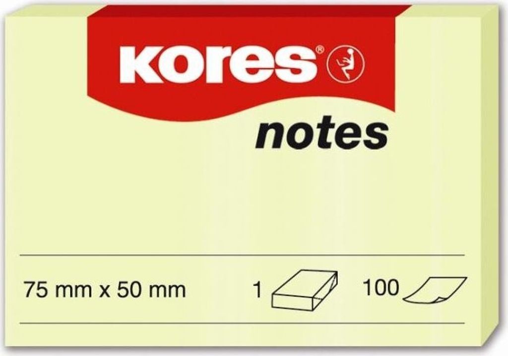 Kores Haftnotizen "notes" 50 x 75 mm blanko gelb 1 Block á 100 Blatt