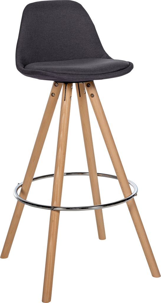 DELUKE Barhocker PALMA - Dunkelgrau, Stoff, Braun | Barhocker mit Lehne Barstuhl Tresenhocker Tresenstuhl Kneipenhocker Kneipenstuhl