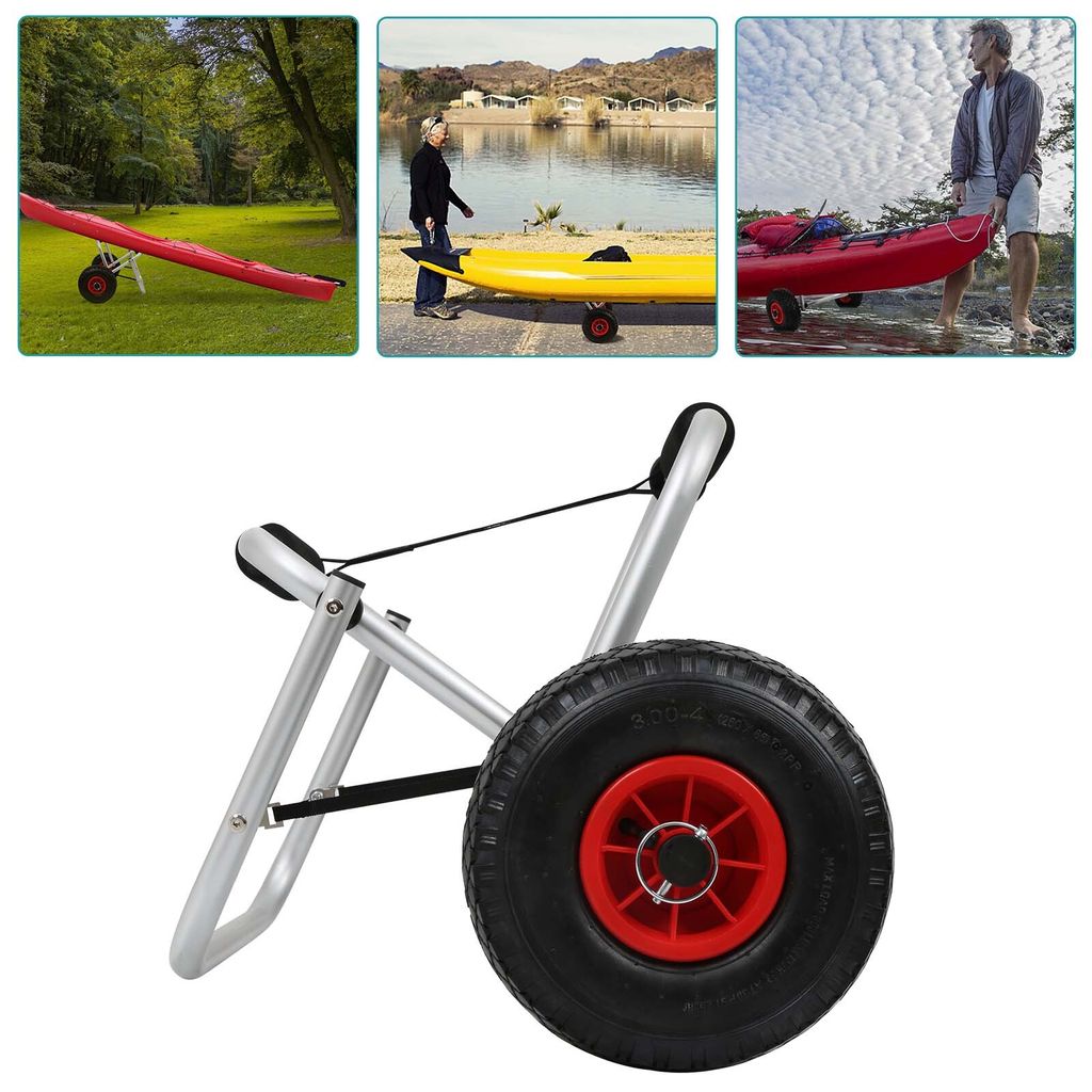 Hengda Kajakwagen Alu Bootswagen faltbare transportwagen PolyurethanReifen Silber 80 kg 66 x 26 x 41 cm